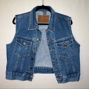 90s cropped medium wash denim vest